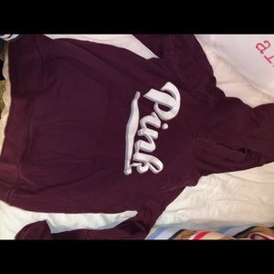maroon PINK Victoria Secret  pull over sweatshirt